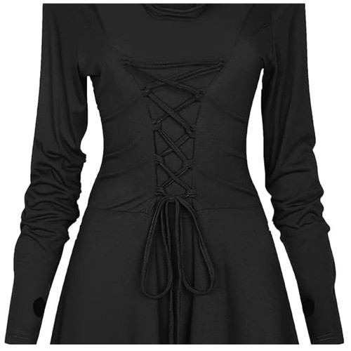 Gothic kleid damen mit - gothic, kapuze